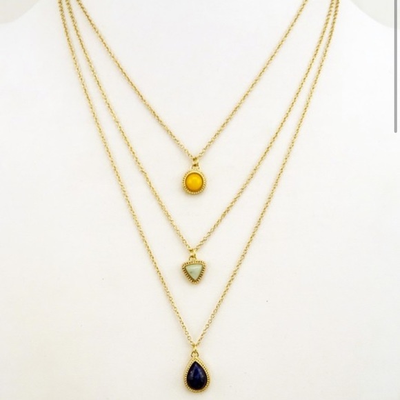 Boho Natural Stone Layer Charm Necklace - Picture 2 of 2